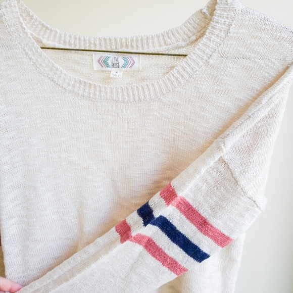 Pink Rose Cream, Pink, Navy Sweater Size Medium - Picture 6 of 9